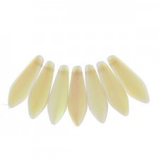 Czech Glass Daggers beads 5x16mm Crystal lemon rainbow matted